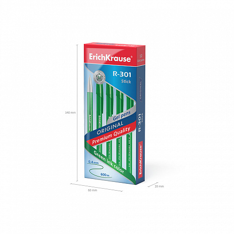 Ручка гелевая зеленая 45156  R-301  Original Gel  ErichKrause®                      