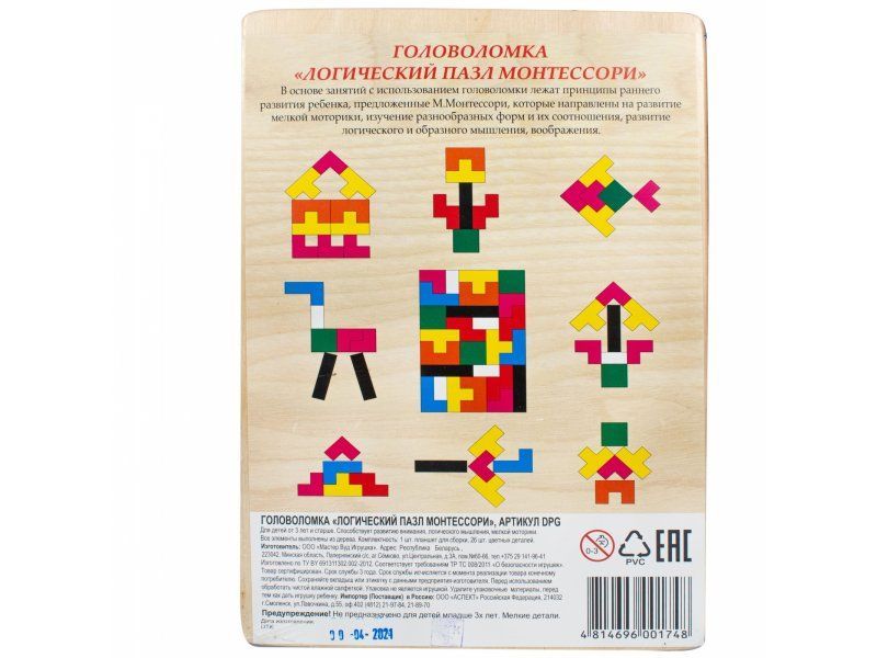 Головоломка "Логический пазл Монтессори" DPG  Master Wood